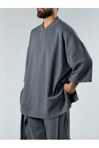 Cocopelli Oversize Tasarım Gri Erkek Sweat Coc3388