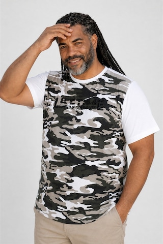 Starbattal Büyük Beden Shoulder Line Camouflage Erkek Tişört 23147 Beyaz-1131