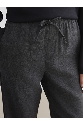 Lcw Modest Gri Beli Lastikli Dokulu Geniş Paça Kadın Pantolon