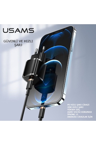 Usams Us-cc124 T36 Type-c 20w Super Si Pd 3.0 Hızlı Şarj Cihazı İphone Uyumlu Android