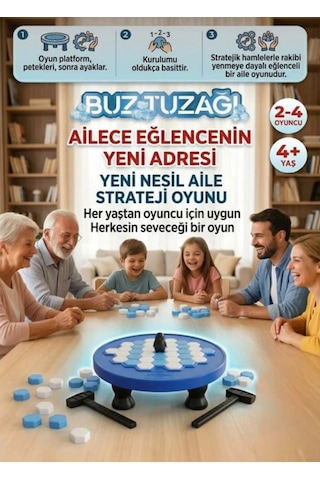 2'li Eğitici Strateji Ve Denge Oyunu- Buz Tuzağı Buz Kırma Ve Penguen Denge Kulesi Aile Çocuk Oyunu