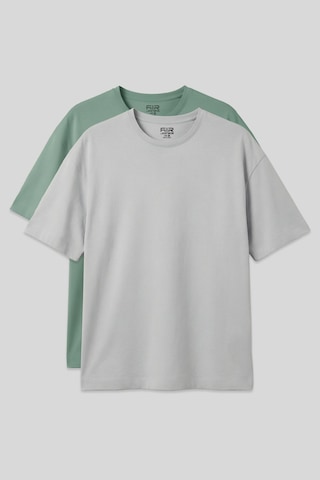Oversize Fit Basic 2li Paket Taş-açık Yeşil Erkek T-shirt - 88353 Yeşil - Gri