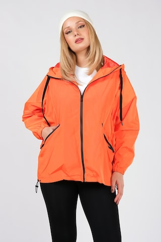Giyim Dümnyası Kadın Paraşüt Kumaş Kapüşonlu Yağmuluk Turuncu 001
