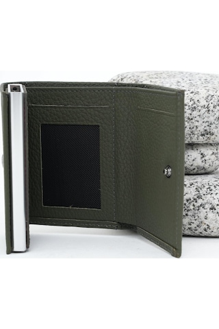 Erkek Mekanizmalı Deri Cüzdan Haki Yeşil 113570