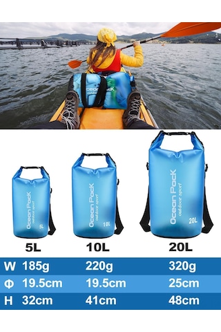 Springsun Mavi 5 Litre Su Geçirmez Torba - Telefon Kılıfı Ve Ayarlanabilir Askı İle - Su Sporları, Kamp Ve Yürüyüşler İçin Dayanıklı Taşıma Çantası