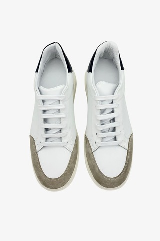 Elevold Man Erkek Hakiki Deri 7 Cm Boy Uzatan Beyaz Spor Ayakkabı Beyaz