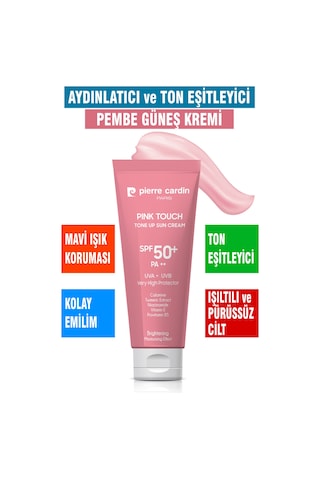 Pierre Cardin Ton Eşitleyici Aydınlatıcı Yüz Güneş Kremi Pink Touch Tone-up Spf50+/pa++ 50 Ml