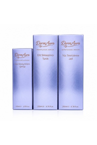 Dermaura Premium Günlük Cilt Bakım Seti Temizleme, Tonik Ve Spf 50+ Güneş Koruması İle 3 Adımlı Bakım Rutini