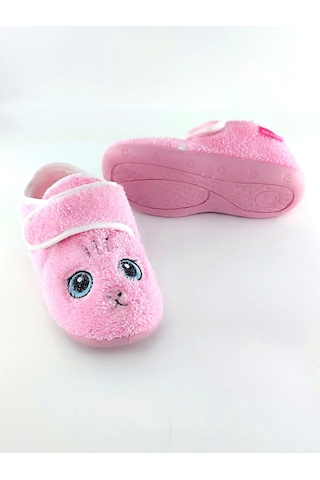 Gezer Peluş Çocuk Günlük Kreş Ayakkabısı Panduf Pembe-kedi