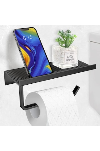 Microcase Duvara Monte Yapışkanlı Tuvalet Kağıdı Askılığı Ve Telefon Tutucu Al5707 Siyah