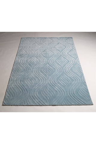 Çam Halı Emboss Jr10 Turkuaz Modern Desen Yeni Zellanda Yünü Ve Viskon El Dokuması Halı - 160x230 Turkuaz
