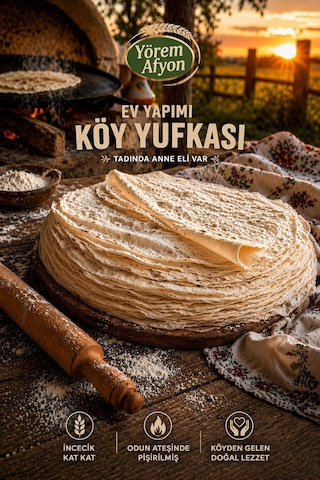 Meşhur Afyonkarahisar Odun Ateşinde Pişirilmiş Köy Şepiti Yufka, Lavaş 4 Adet.