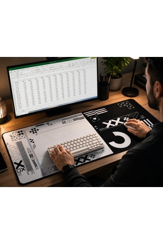 Lexroo Xxl Oyuncu Mouse Pad 90x40 Cm 3mm Dikişli Kaymaz Taban Büyük Gaming Desk Mat Grıd Collection Standart