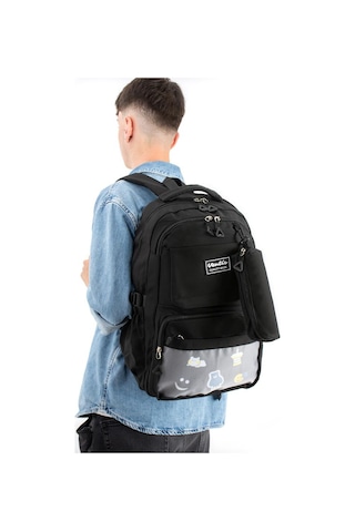 Ventis Unisex Okul Çantası Lise Ortaokul Kalemlikli 2'li Set Sırt Çantası 43 30 Cm Çok Cepli Vnt7-d Siyah