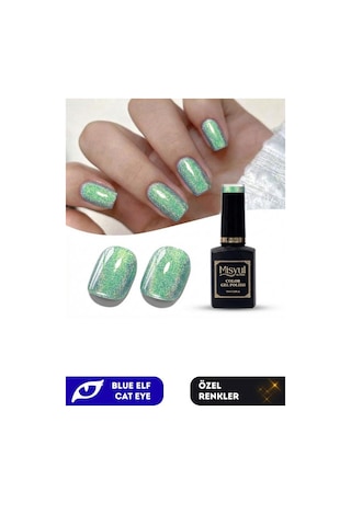 Misyul Uv Led Kalıcı Oje Nail Art 15 Ml Blue Elf Cat Eye Ec06
