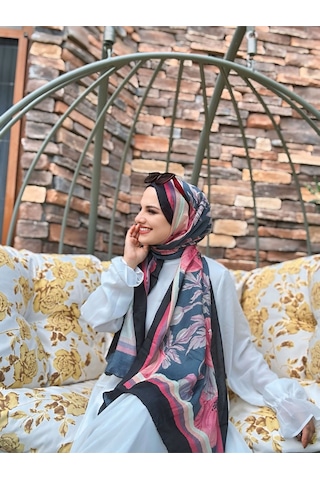 Moda Kaşmir Margarit Desen Bambu Şal Siyah-yeşil