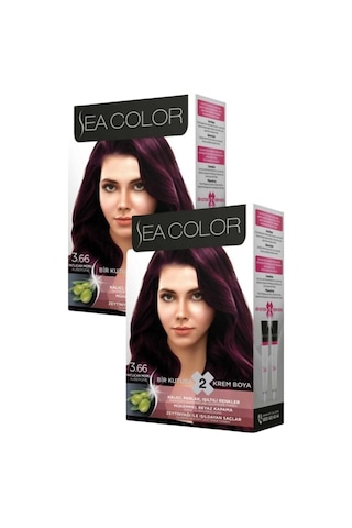 Sea Color 3.66 Patlıcan Moru Saç Boyası 2 x 100 ML