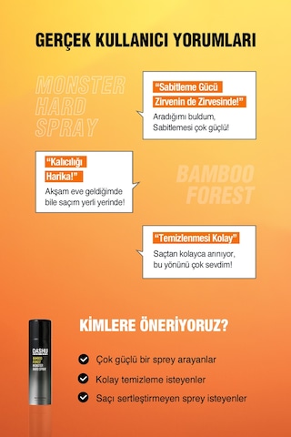 Anında Etkili Ultra Güçlü Saç Sabitleyici Sprey Dashu For Men Bamboo Forest Monster Hard Spray