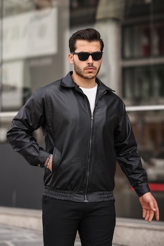 Mero Life Streetwear Siyah Oversize Rahat Kesim Deri Ceket Siyah