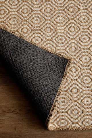 Ocean Home Textile Ekru Renk Karo Desenli Jüt Halı Kilim 120 X 180 Cm