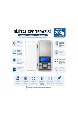 Dijital Hassas Cep Terazisi 0.01g Hassasiyet 200g Kapasiteli Mini Kuyumcu Terazisi Gram Altın Tartı Baharat Tartı Laboratuvar Terazisi Lcd Ekranlı Taşınabilir Hassas Tartı Pcs Tare Fonksiyonlu Prof Çok Renkli
