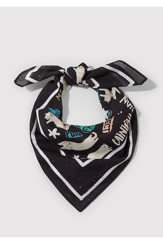 Mavi - Kedi Baskılı Bandana 1913765-900 Siyah