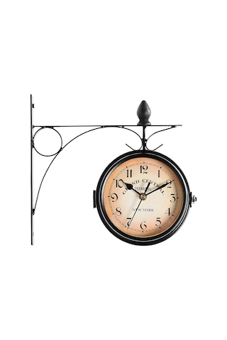 Qingmipy "retro Çift Taraflı Duvar Saati - Sessiz Mekanizma İle Şık Dekorasyon" Siyah