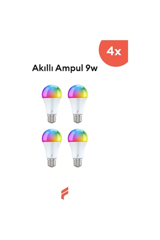 Fonri Akıllı Ampul 4'lü Set, 9w, Titreşimsiz, 16 Milyon Renk, Sesli Kontrol, Wifi Kontrol, Garantili