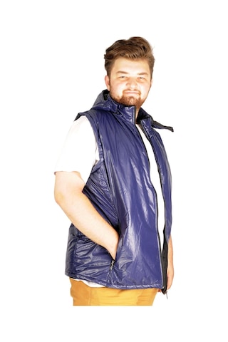 Mode Xl Büyük Beden Erkek Yelek Basic Kapşon Thin 21610 Lacivert 001
