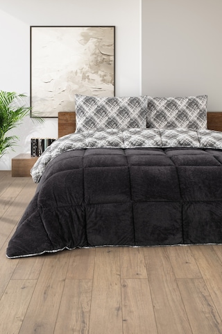 Battal Wellsoft Yorgan Çift Taraflı Yastık Kılıflı 215x235 Cm Siyah