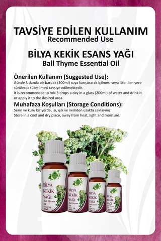 Bilya Kekik Yağı Ball Thyme Essential Oil 10 Ml.