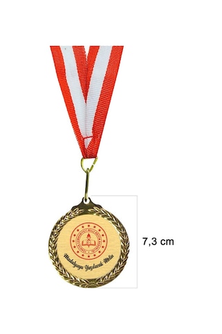 7,3 Cm Altın Renk Zeytin Dalı Madalya Kişiye Özel Yazı Alanlı Ödül Madalyası Sarı
