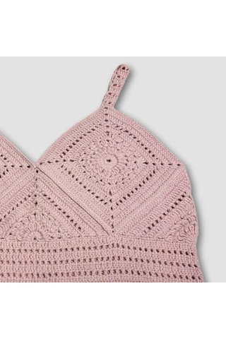 Uretti - Yıldız 7202 - El Örgüsü Crop Büstiyer Bikini Üstü Motif - Lila