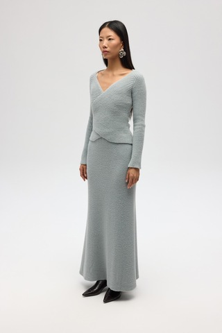 Fluff Bağlamalı Gri Üst-etek Takım Gri