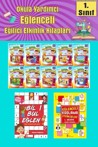 1.sınıflar İçin Okumayı Sevdiren 10 Lu Hikaye Seti -bil Bul Eğlen-kodlama 12 Okulda Evde Tatilde