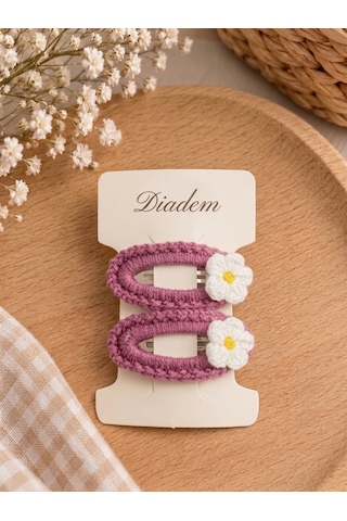 Diadem Aksesuar Diadem El Örgüsü Küçük Papatya Koyu Pembe