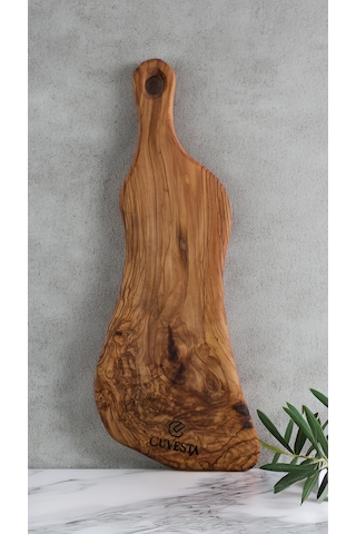 Zeytin Ağacı El Yapımı Saplı Sunum Tahtası 43x17 Cm Ahşap