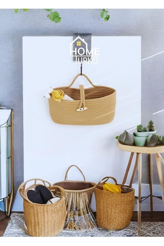 Home Turko Klasik Jüt Asma Depolama Sepeti, Oturma Odası/mutfak/banyo Düzenleyici Atıştırmalıklar, Oyuncaklar. Be