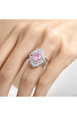Mia Vento Effective Diamond Venedik Dansı Pink Taşlı Gümüş Yüzük