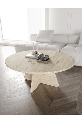 Mush 90cm Orta Sehpa Traverten Desenli - Tamamı Mdf