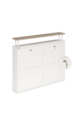 Ceha Kilitli Tablalı 4'lü Metal Ayakkabılık - Beyaz K.AYK-2.4/T/P 9010/KL