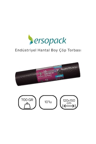 Ersopack Endüstriyel Hantal Boy Çöp Torbası Siyah 2 x 10'lu 120 x 150 CM