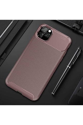 Apple Uyumlu iPhone 11 Pro Kılıf Zore Negro Silikon Kapak Kahverengi