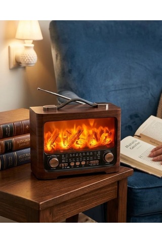 Northcity Retro Şömine Tasarımlı Bluetooth Hoparlör Fm Radyo Usb Tf Kart Müzik Çalar - Sıcak Atmosfer Ve Ev Dekorasyonu