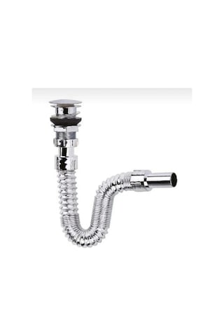 Krom Basmalı Sifon -körüklü Sifon Bas Stoplu Lavabo Mutfak Sifonu