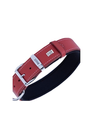 Doggie Konforlu Deri El Yapımı Köpek Boyun Tasması 3.5 x 47-55 CM Kırmızı