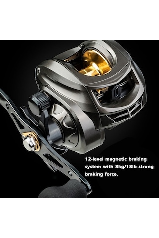 Artfulabode Yüksek Sol Manyetik Maksimum Makarası Makarası Makarası İle İçin Hızlı Fren El Drag. Döner Ç Balıkçı Baitcaster Atış 7.2:1 18lb Od