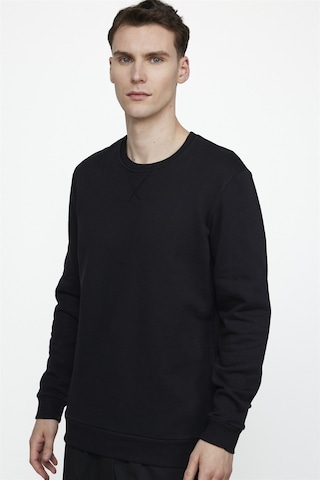 Tudors Pamuk Bisiklet Yaka Basıc Unisex Siyah Sweatshirt 26562 Siyah