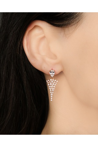 Lekka Design Kadın Kararmaz Çelik Lüks Takı Zirkon Damla Taşlı Abiye Küpe