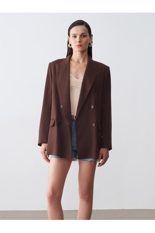 Dilvin 60804 %100 Lyocell Blazer Ceket-kahve